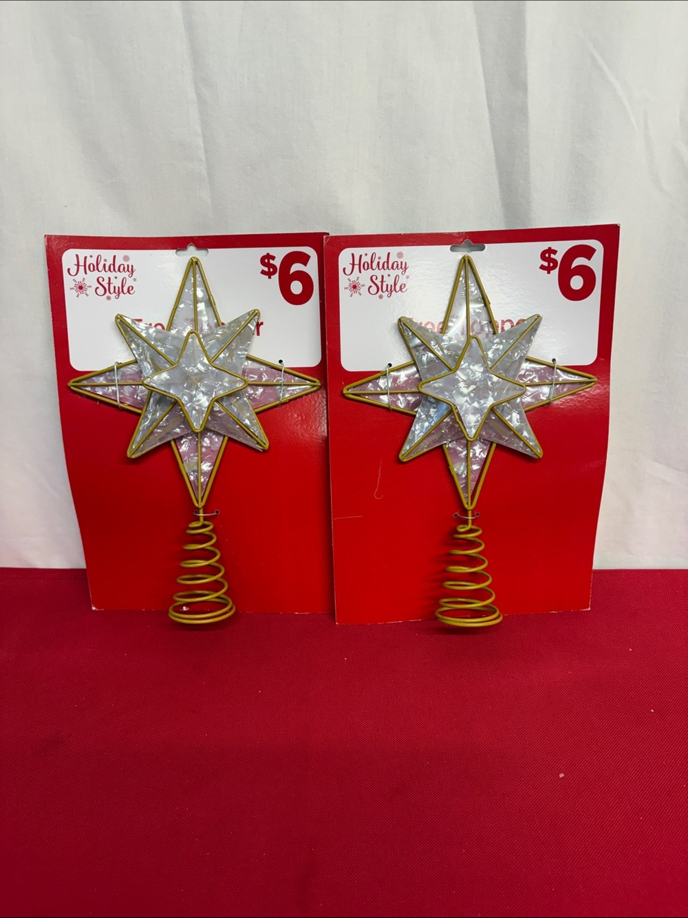 Holiday Style Gold and White Star Tree Topper - lot of 2